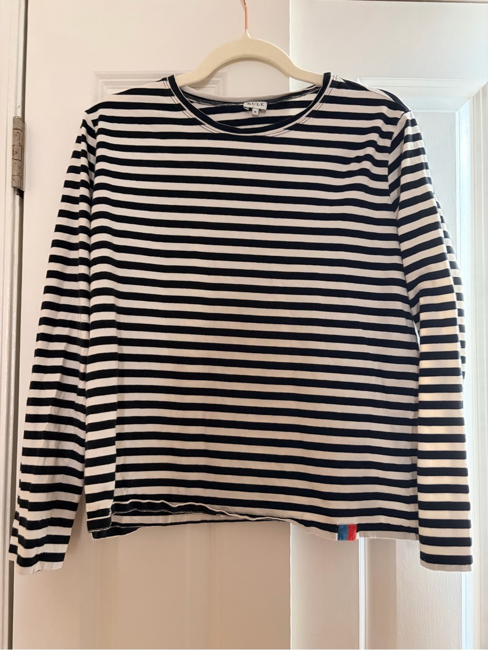 Kule the Modern long sleeve black and white striped cotton t shirt top medium